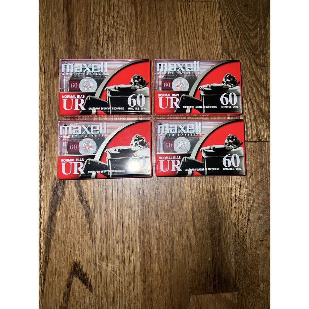 Lot of 4 New Sealed MAXELL UR 60 Minute Blank Audio Cassette Tapes